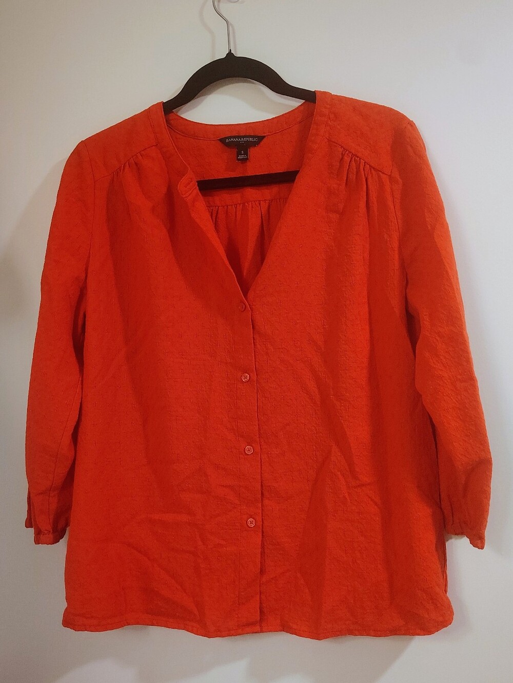 Banana Republic Orange Button-Front Women's  Peasant Blouse